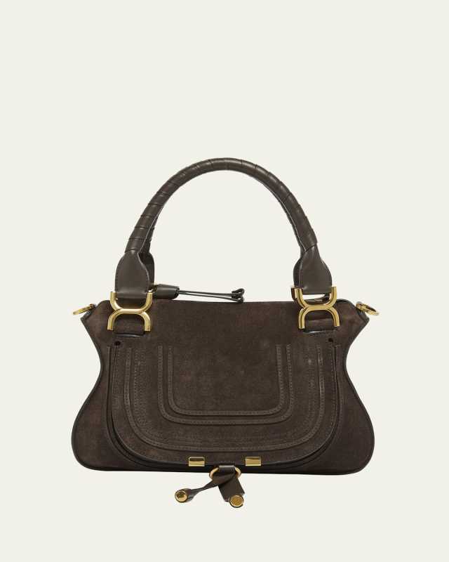 Marcie Double Carry Satchel in Calfskin Suede